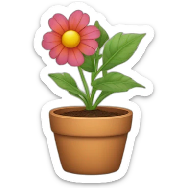 A pot, a flower sticker