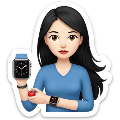 mujer cabello negro largo piel blanca con apple watch en su muñeca midiendo hipertension sticker