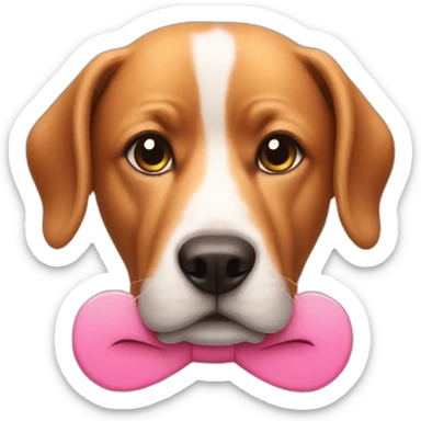 A dog with a fake pink moustache sticker