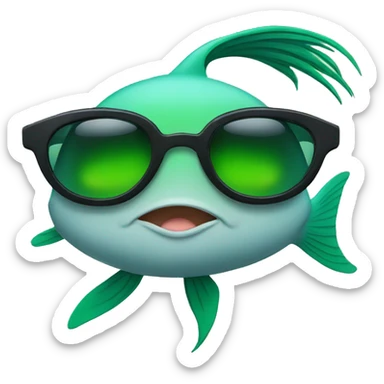 fish with sunglasses and green hair sticker