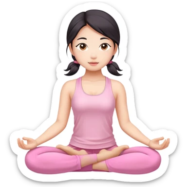 asian yoga girl light pink clothes  sticker