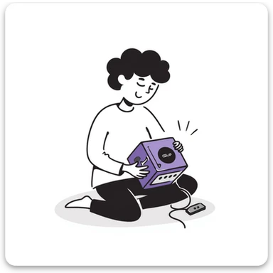 a person play with the gamecube sticker