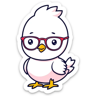 a yellow cut chick wearing strawberry glasses sticker