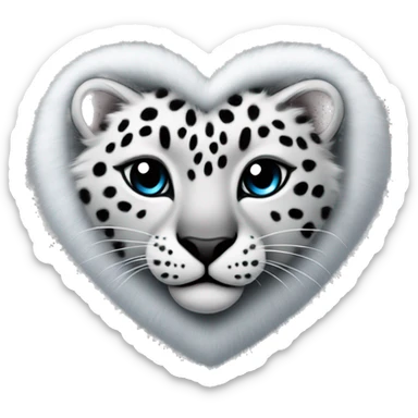 snow leopard fur shaped in a heart sticker