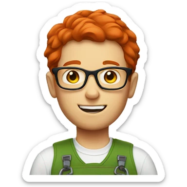 Gardener with red hair and glasses sticker