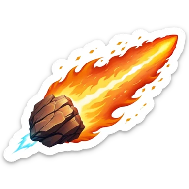 Cinematic Realistic Meteor – A fiery, blazing rock streaking through space, leaving behind a bright, dynamic trail of superheated plasma. Its rocky surface glows intensely as it hurtles toward an unknown destination. sticker