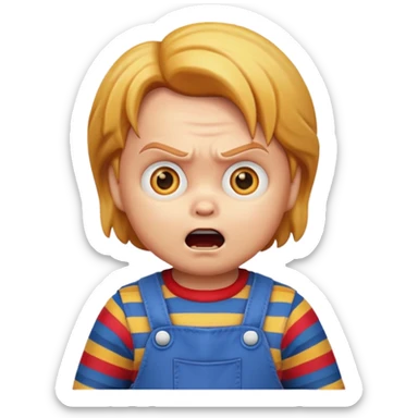 Chucky-Emoji mit überraschtem Blick sticker