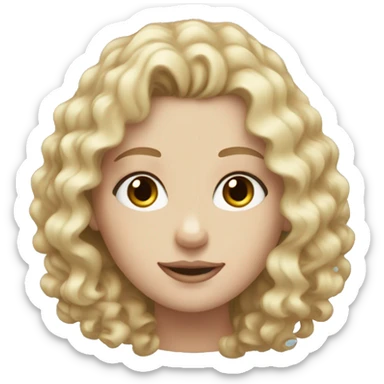  white girl with curly blonde highlight hair and blue eyes sticker