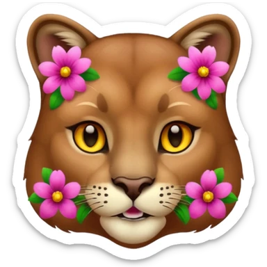 Cougar with flowers  sticker