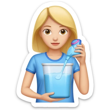 woman holding laundry detergent sticker