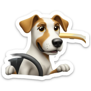 dog driving car sticker