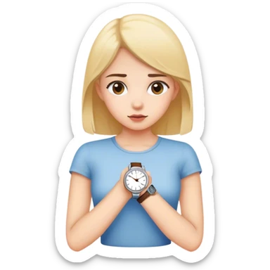 White girl looking at watch waiting sticker
