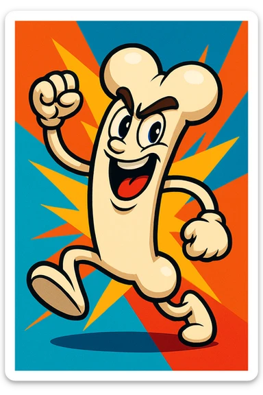 animated bone, expressive and dynamic, vibrant toon style sticker