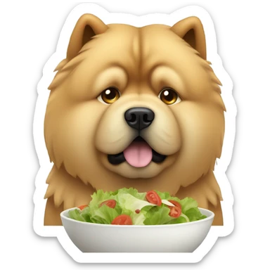 chow chow looking at salad sadly sticker