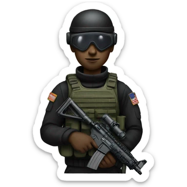 Special Forces Soldier wearing all black and night vision goggles sticker