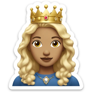 Beautiful light skin blonde woman with crown on her head sticker