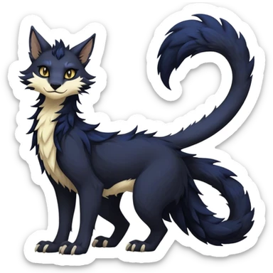 dark cool edgy fantasy ethereal feline-vernid-sergal-fursona animal creature with a tufted tail full body sticker