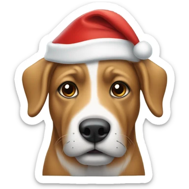 Tan stafforshire in a Santa hat sticker