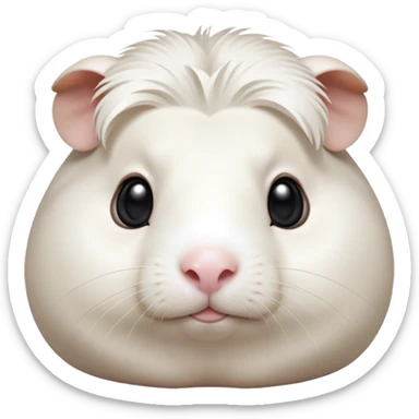 Cinematic Noble White Guinea Pig Portrait Emoji, Poised and regal, with a compact, chubby build and a pristine, well-groomed pure white fur, deep-set soulful dark eyes, Simplified yet sharp and sophisticated features, highly detailed, glowing with a soft, dignified glow, high shine, intelligent and sweet, stylized with an air of gentle purity, focused and attentive, soft glowing outline, capturing the essence of a watchful and confident little companion, so majestic it feels as though it could scurry out of the screen with effortless authority! sticker