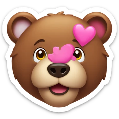 Bear with pink emojis  sticker