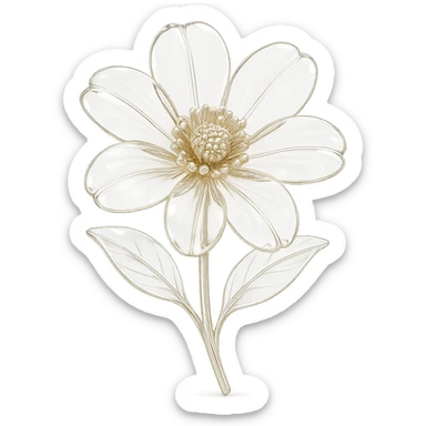 transparent flower, shiny and translucent glass style sticker