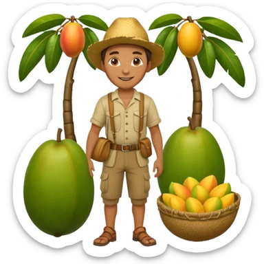 HOMBRE VENDEDOR DE MANGOS CUERPO COMPLETO CON ROPA DE CAMPO sticker