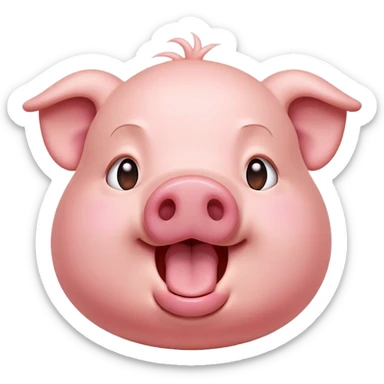 Cinematic Cute Yawning Pig Portrait Emoji, Head tilted slightly with a dramatic, wide-open yawn, showcasing a soft, smooth rosy-pink hide with droopy ears, round beady eyes barely open in drowsy contentment, Simplified yet irresistibly adorable features, highly detailed, glowing with a soft, cozy glow, high shine, relaxed yet expressive, stylized with a touch of whimsical charm, bright and endearing, soft glowing outline, capturing the essence of a sleepy yet affectionate pig, so drowsy it feels like it could stretch out of the screen and curl up for a nap! sticker