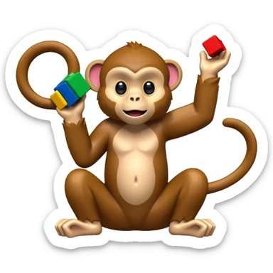 Monkey playing with lego sticker