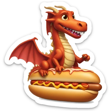 Dragon riding a hotdog sticker