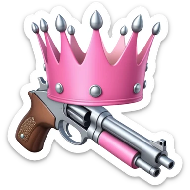pink crown with silver gun bullets sticker