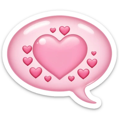 A light pink texting bubble (like iMessage) with multiple tiny hearts slowly rising out of it, sticker