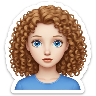 woman with pale skin, light brown curly hair, blue eyes sticker