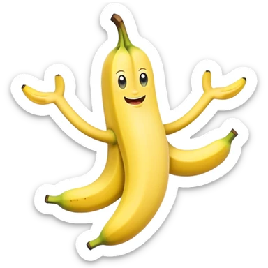 A banana with two arms and two legs  sticker