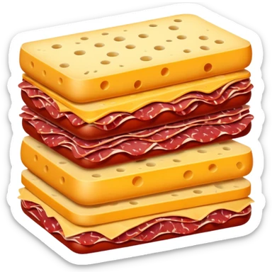 Sliced cheese and sliced salami stacked up sticker