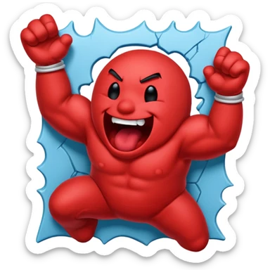 Kool Aid Man smashing through a wall, mouth open shouting Oh Yeah! sticker