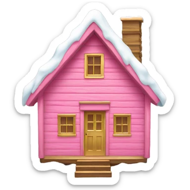 pink and gold cabin with snow sticker