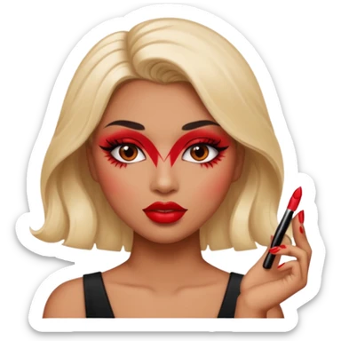 emoji of a makeup ish people with plump lips and mascara and nails sticker