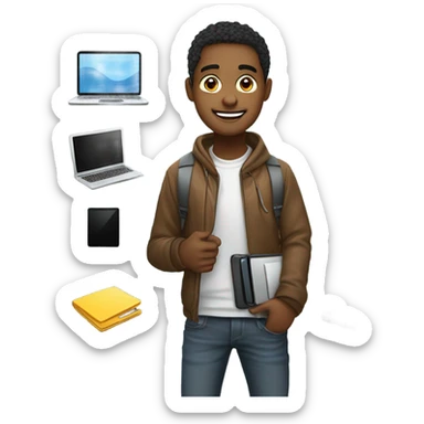 young man passionate about technology sticker