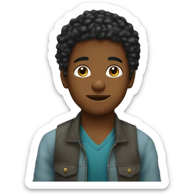 jeune garçon métisse avec beaucoup de cheveux sticker