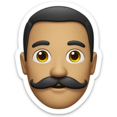 homme avec une moustache noire caré sticker