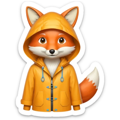 fox wearing a raincoat sticker