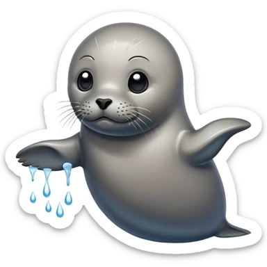 The seal is being trained by the trainer.  sticker