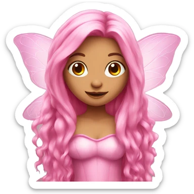 long haired pink fairy sticker
