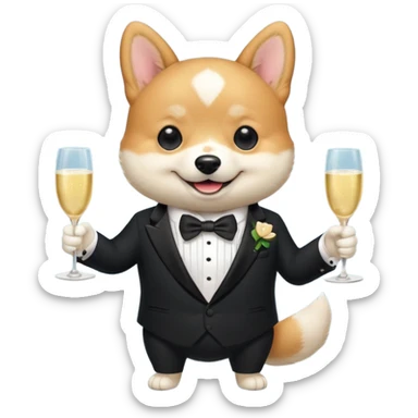 cute blob doge dog in a tuxedo sticker