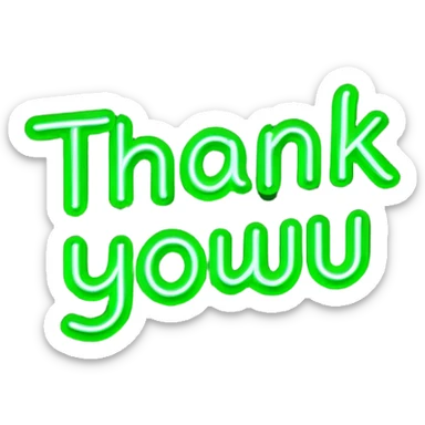 THE WORDS THANK YOU IN NEON GREEN RESEMBLING A NEON SIGN sticker