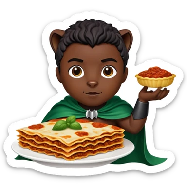 Black panther nigerian cape eating lasagna  sticker