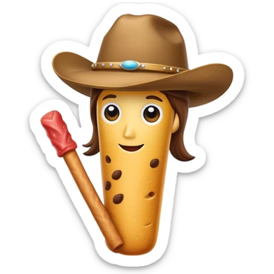 Beef stick  with cowboy hat on  sticker
