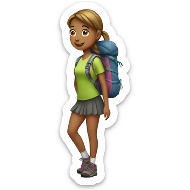 Girl hiking on mountain wearing tutu sticker