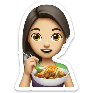 Brunette girl eating bad Thai food  sticker