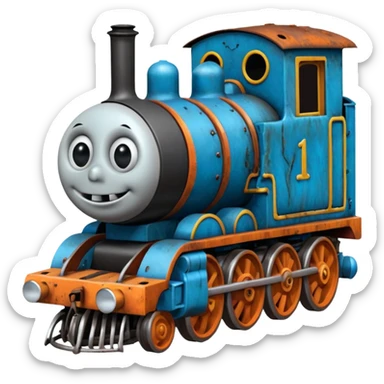 Thomas the Tank Engine died and become abomination  incomprehensible lovecraftian horror sticker
